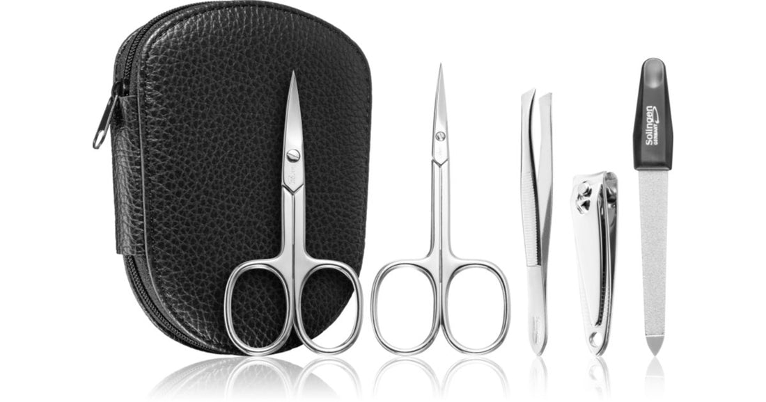 DuKaS Premium Line Solingen 112 Set per manicure + astuccio in pelle per uomo 5 pezzi