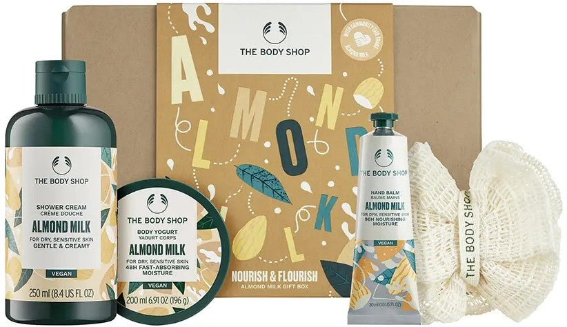 Set The Body Shop Nourish &amp; Flourish Almond Milk (sh/cr/250ml + body/cr/200ml + h/cr/30ml + body/wash)