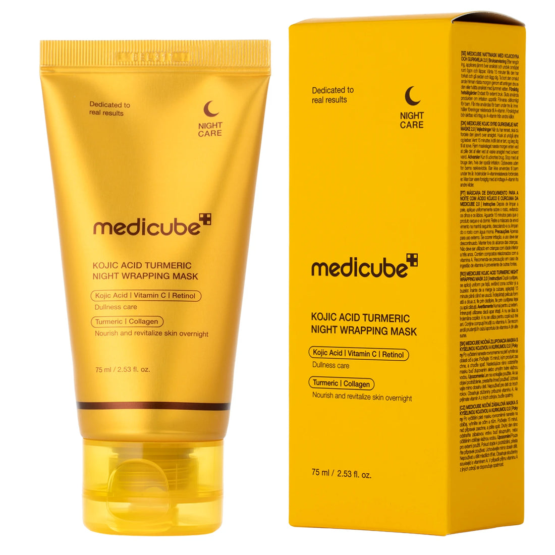 medicube Kojic Acid Turmeric Night Wrapping Mask maschera illuminante per pelli spente e on uniformi per la notte 75 ml