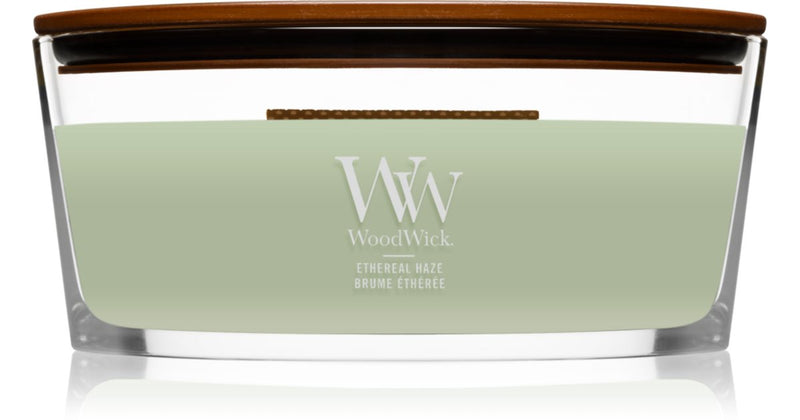 Woodwick Æterisk Haze duftlys med trævæge (Hearthwick) 16 oz