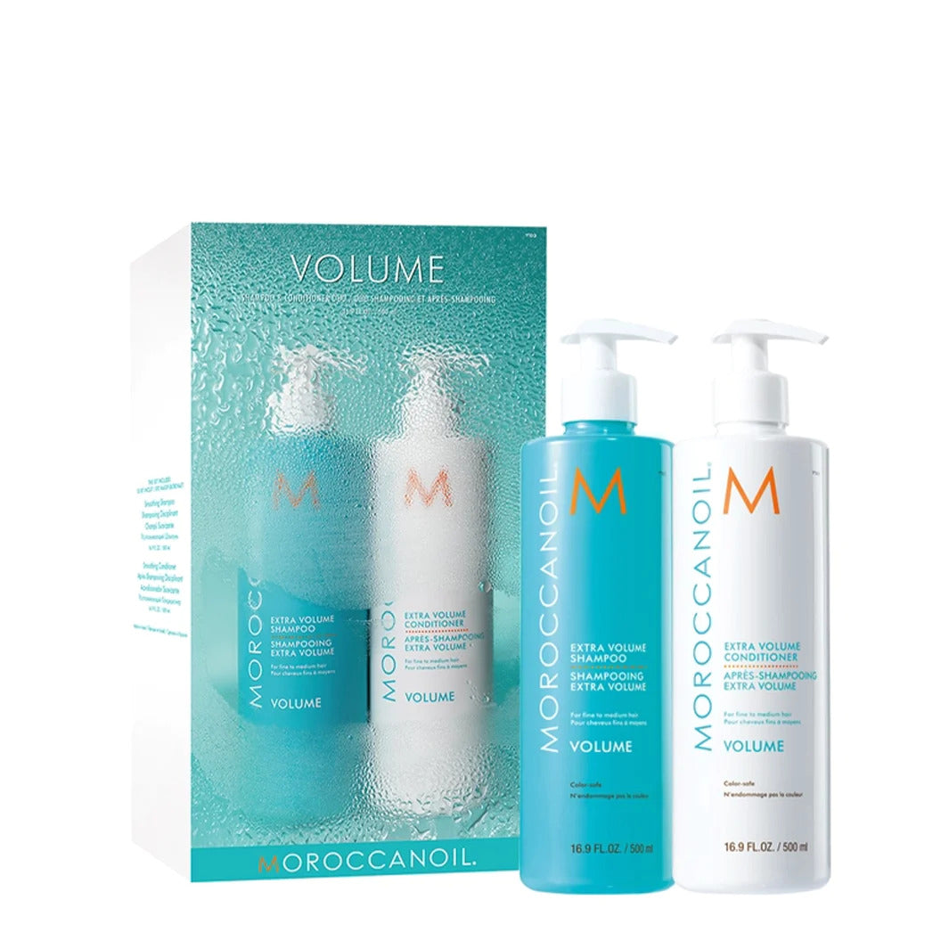 엑스트라 볼륨 듀오 세트 Moroccanoil: 파라벤 프리 헤어 컨디셔너 볼륨 모이스처 &amp; 볼륨 500ml + 파라벤 프리 헤어 샴푸 볼륨 샤인 &amp; 바디 500ml