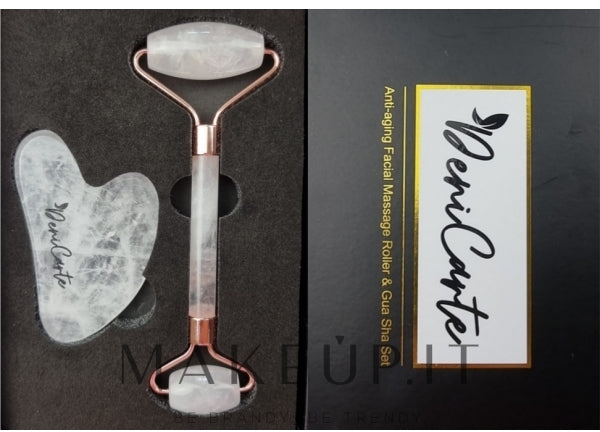 Set per massaggio viso, quarzo bianco Deni Carte Massage Roller + Gua Sha Box (massage/roller + gua-sha)