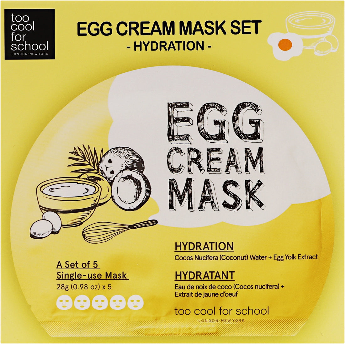 Too Cool For School Egg Cream Mask Hydration — maschera in tessuto idratante 5 x 28 g