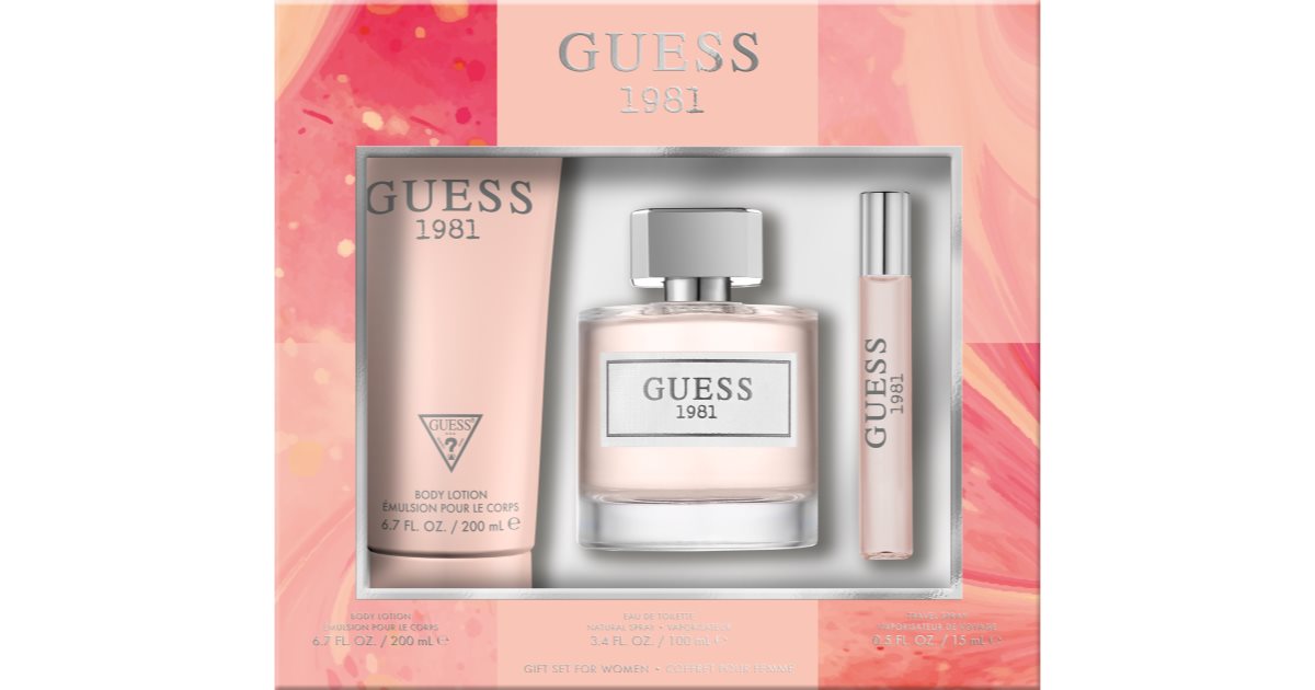 Guess 1981 여성용 선물 상자 edt 100ml + 퍼퓨드 바디 밀크 200ml + 여행용 스프레이 15ml