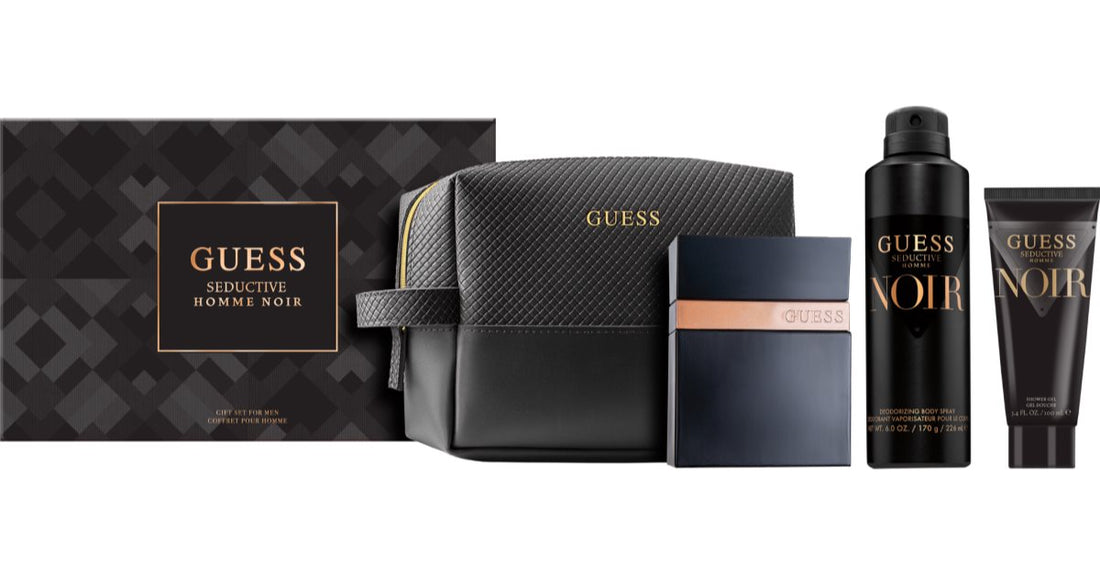 Guess Seductive Noir lahjarasia miehille edt 100 ml + deodorantti ja vartalospray 226 ml + suihkugeeli miehille 100 ml + meikkipussi 1 kpl