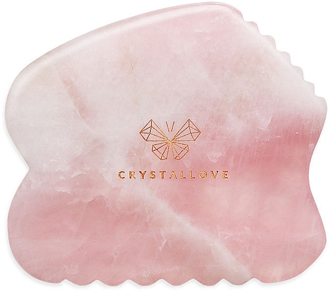 Crystallove Rose Quartz Contour Gua Sha 1 pz — Attrezzo Massaggio
