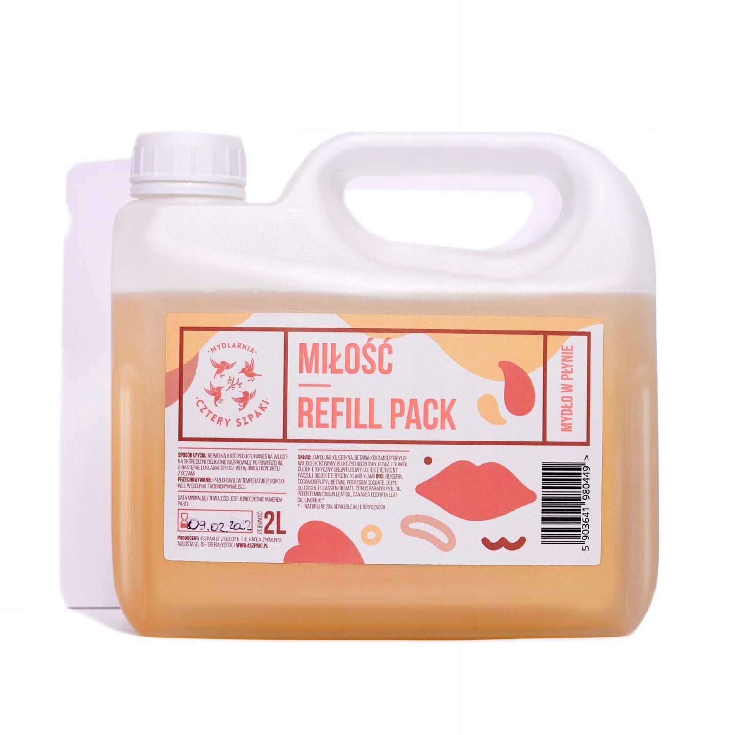 Sapone liquido "Amore" (ricarica) Cztery Szpaki 2000 ml