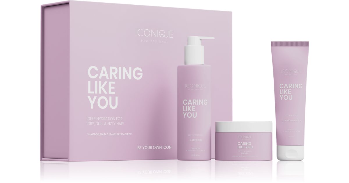 ICONIQUE Professional CARING LIKE YOU Moisturizing set: Shampoo 250 ml, leave-in treatment 150 ml, Maschera 200 ml