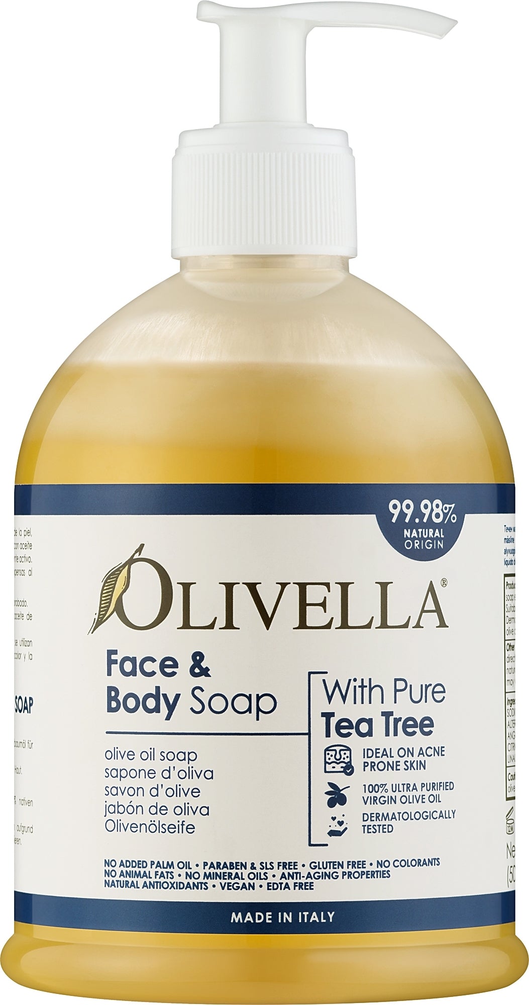 Sapone liquido per viso e corpo "Tea tree" a base di olio d&
