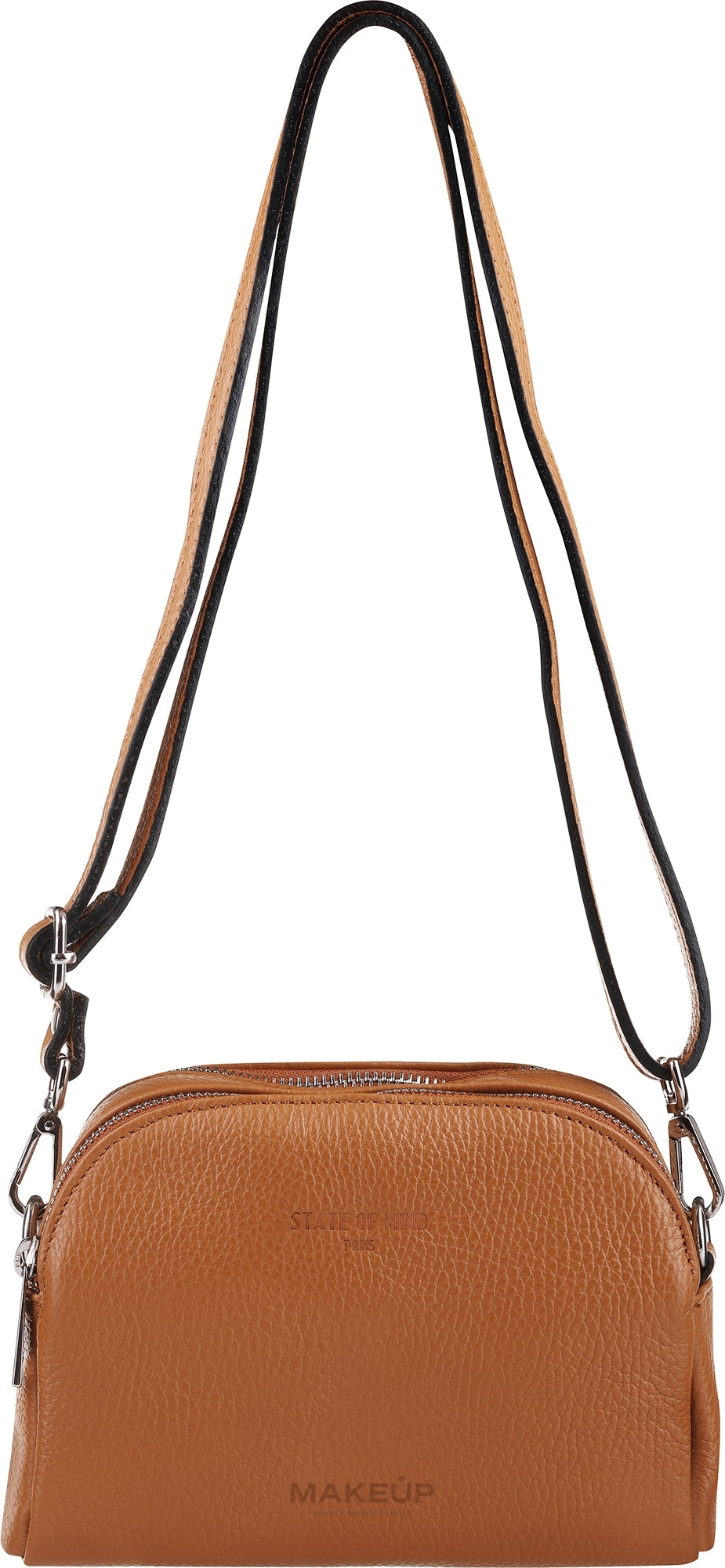 State Of Mind Leather Pouch With Handle Beige Beauty case