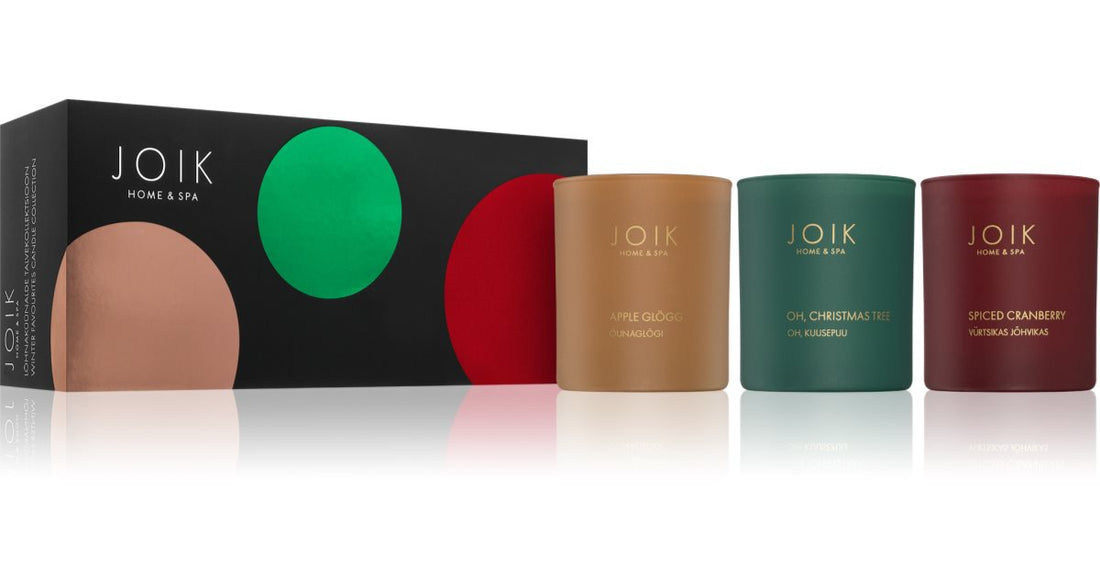 JOIK Home &amp; Spa Christmas Selection geurkaarsen geschenkverpakking 3× 150 g