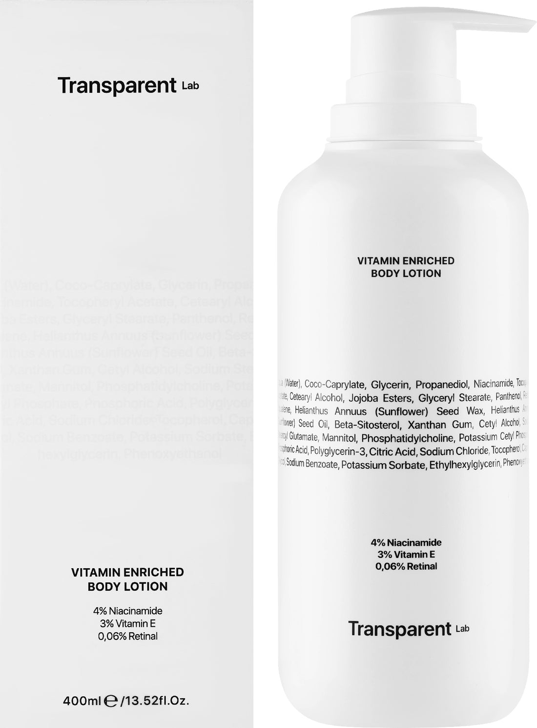 Lozione corpo vitaminizzata Transparent Lab Vitamin Enriched lozione corpo 400 ml