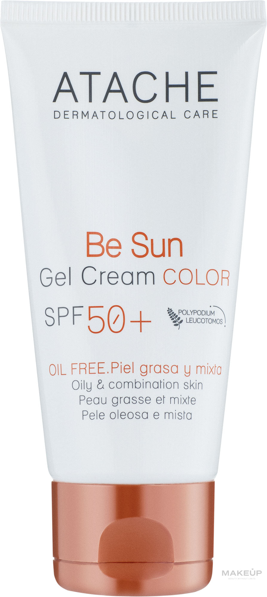 Gel solare antietà per pelli grasse e miste Atache Be Sun Gel Cream Color SPF50+ 50 ml