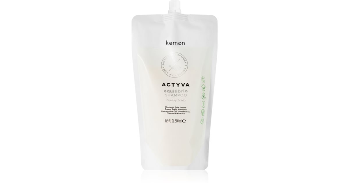 Kemon Actyva Equilibrio shampoo di pulizia profonda per cuoi capelluti grassi 500 ml