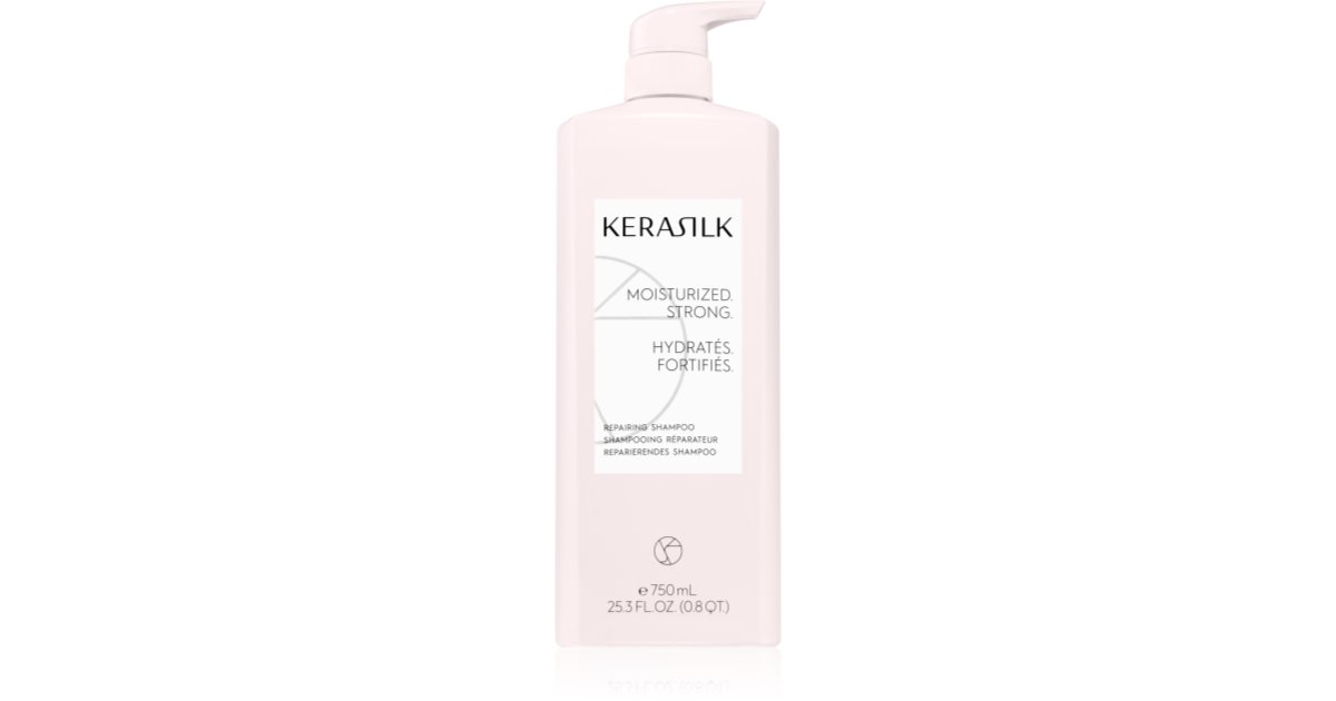 KERASILK Essentials Puhdistava ja ravitseva shampoo vaurioituneille ja kuiville hiuksille 750 ml