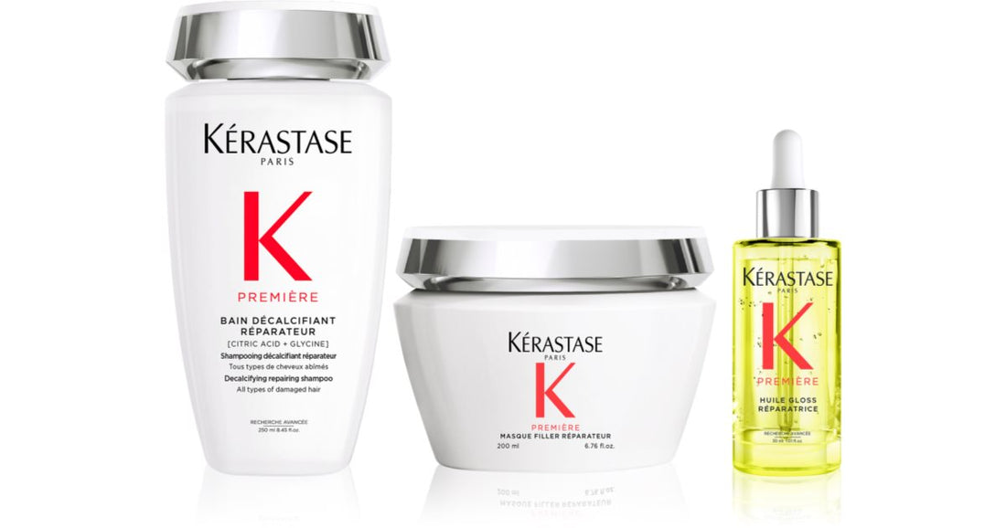 Kérastase Première confezione conveniente per capelli rovinati shampoo 250 ml + maschera 200 ml + olio rigenerante per capelli rovinati 30 ml