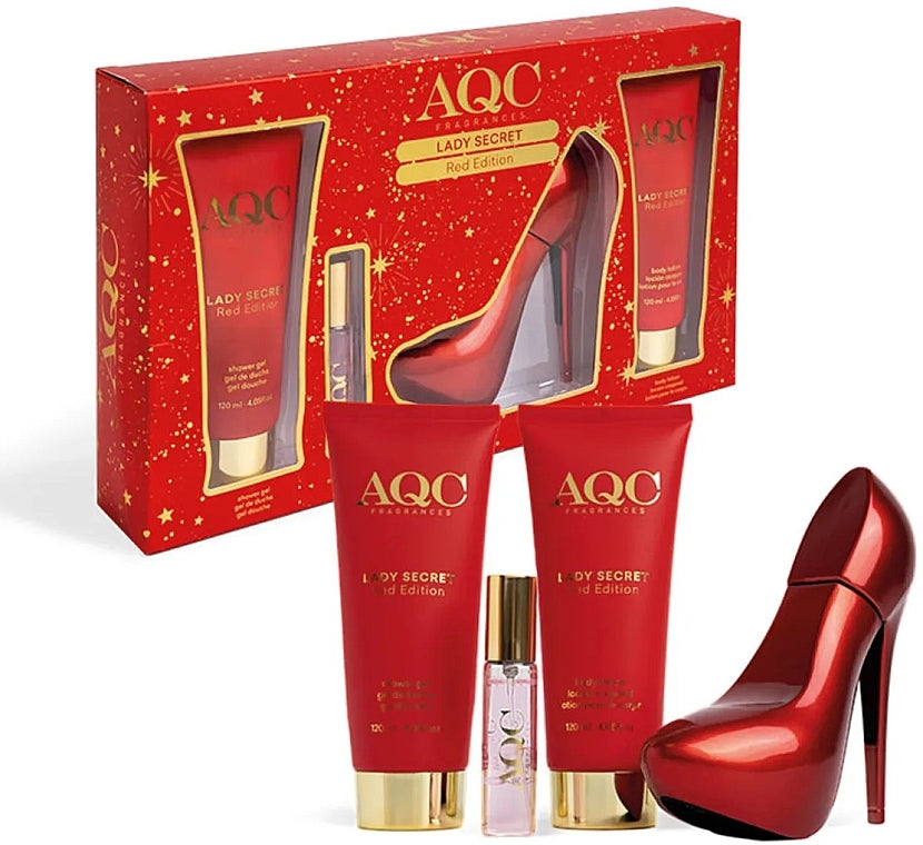 Set (edt/100 ml + edt/15 ml + sh/gel/120 ml + b/cr/120 ml) AQC Fragances Lady Secret Red