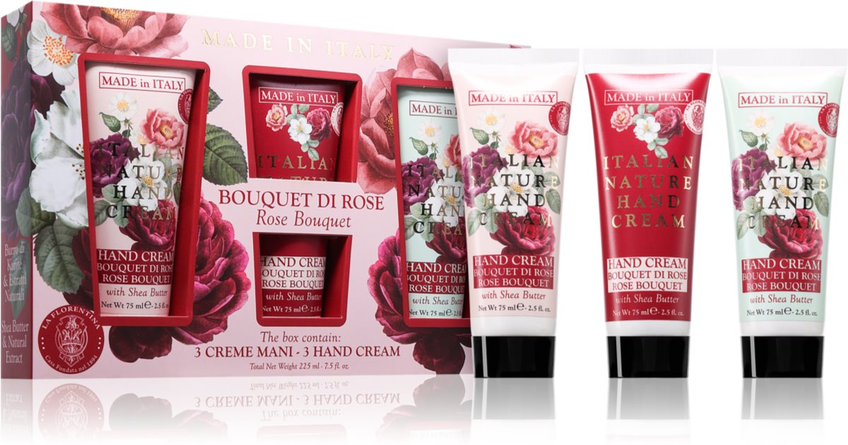 La Florentina Rose Bouquet Set presentask (för händer) 3x75 ml