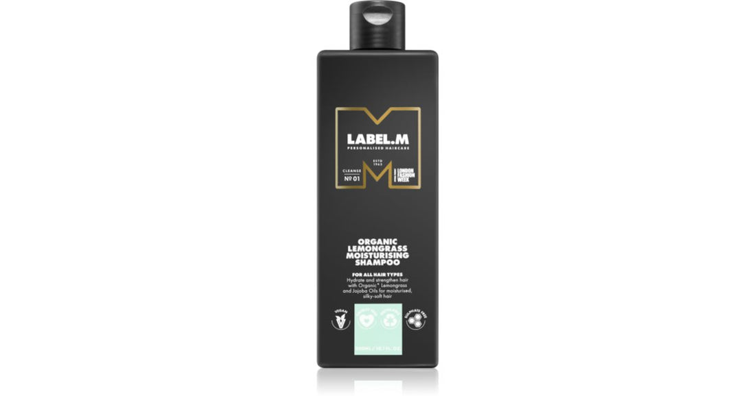 label.m すべての髪質のためのオーガニック レモングラス ハイドレーティング シャンプー 300 ml