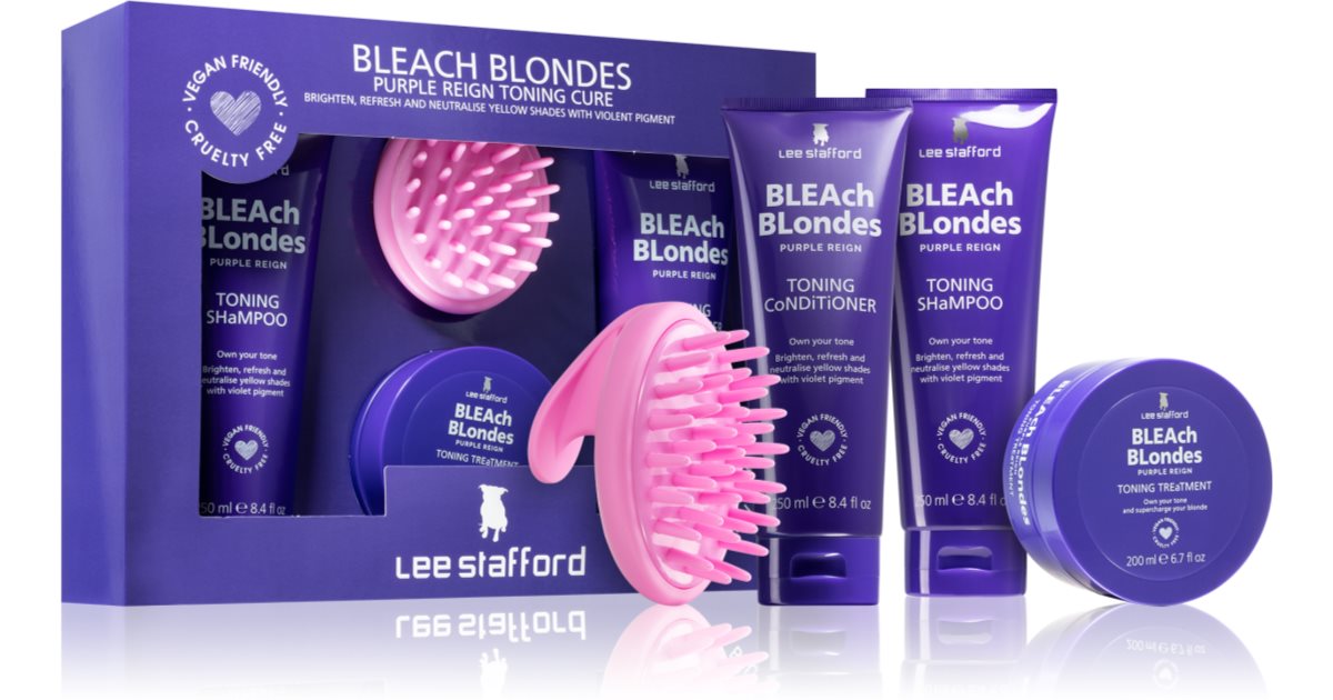 Lee Stafford Bleach Blondes Purple règne set (neutraliseur pour tons jaunes)