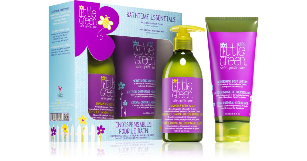 Little Green Kids cadeaupakket (voor kinderen) 2 in 1 shampoo en douchegel voor kinderen 240 ml + voedende lichaamsmelk voor kinderen 180 ml