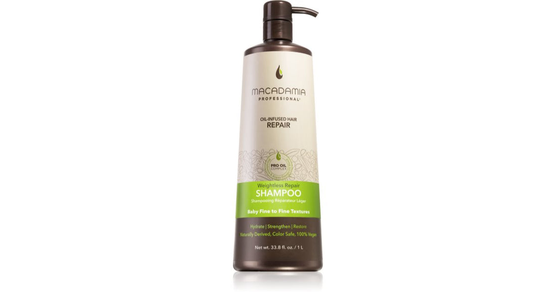 Macadamia Natural Oil Weightless Repair shampooing hydratant léger pour tous types de cheveux 1000 ml