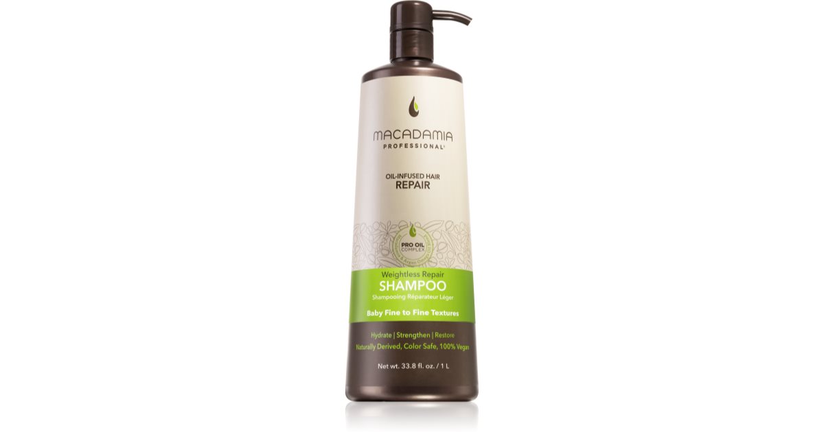 Macadamia Natural Oil Weightless Repair kevyesti kosteuttava shampoo kaikille hiustyypeille 1000 ml