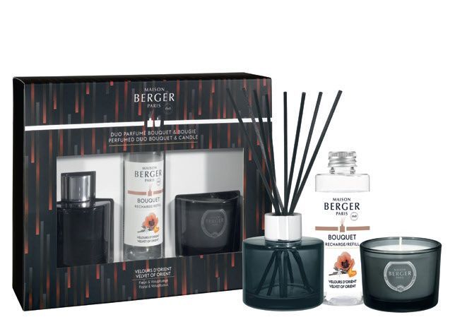 Maison berger paris Set regalo diffusore di aromi Variation Black Velvet of Orient 90 ml + candela 80 g