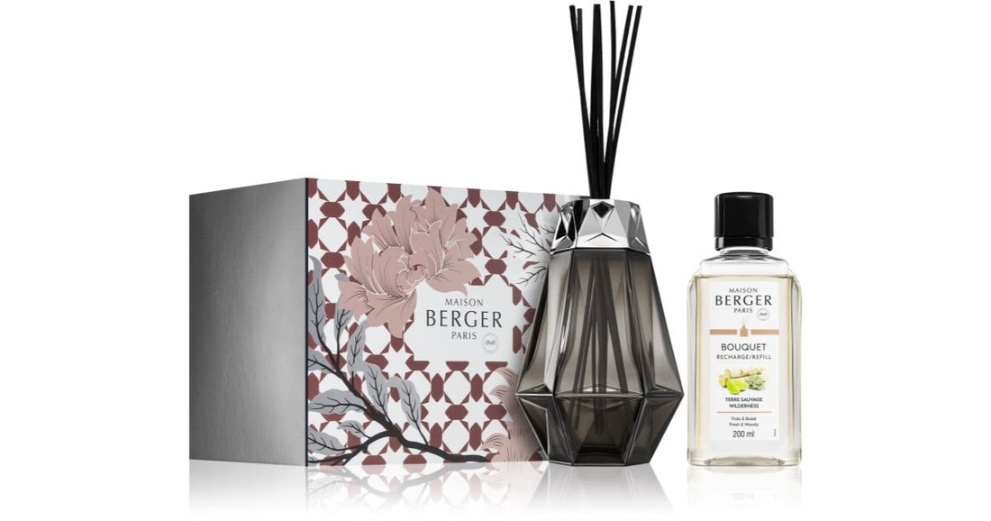 Maison Berger Paris Prisme Wilderness gaveæske (I.) Sort aroma diffuser + refill til aroma diffuser 200 ml