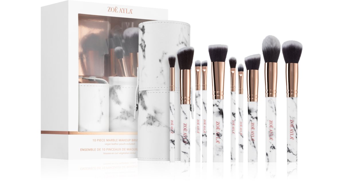 Zoë Ayla Makeup Marble Brush Set with Case 10pcs