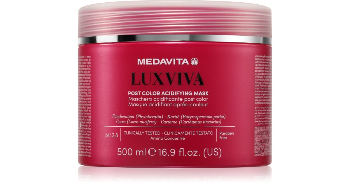 Medavita LUXVIVA Post Color Acidifying maschera tratament pentru par vopsit 500 ml