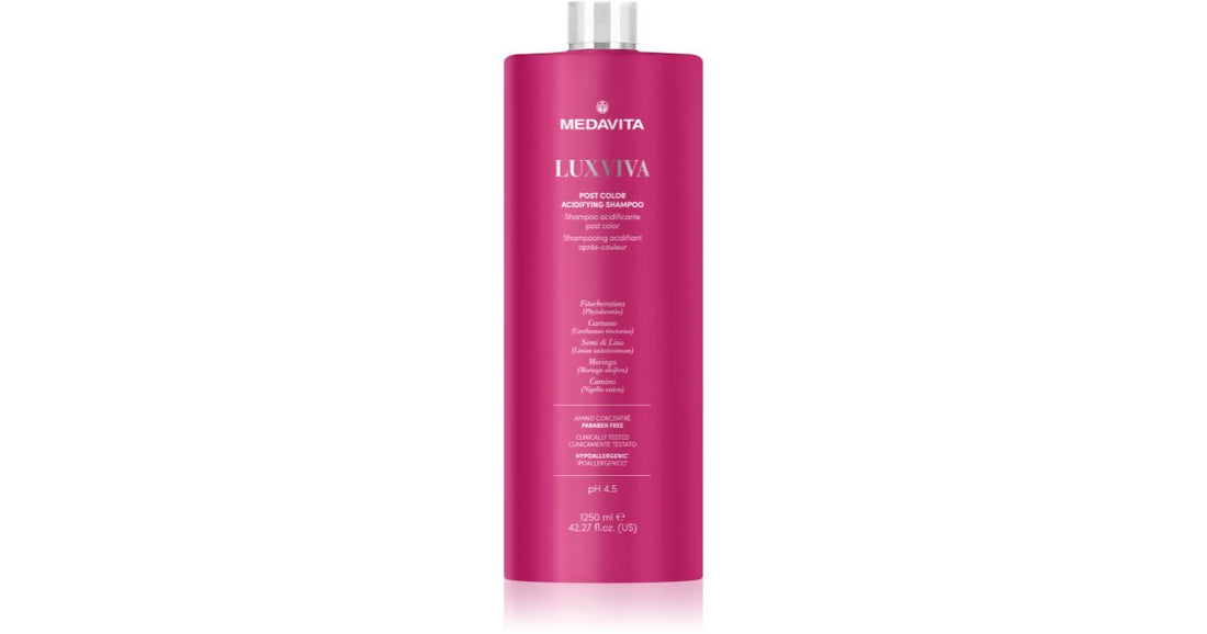 Medavita LUXVIVA 포스트 컬러 애시디파잉 하이드레이팅 샴푸(염색 모발용) 1250 ml