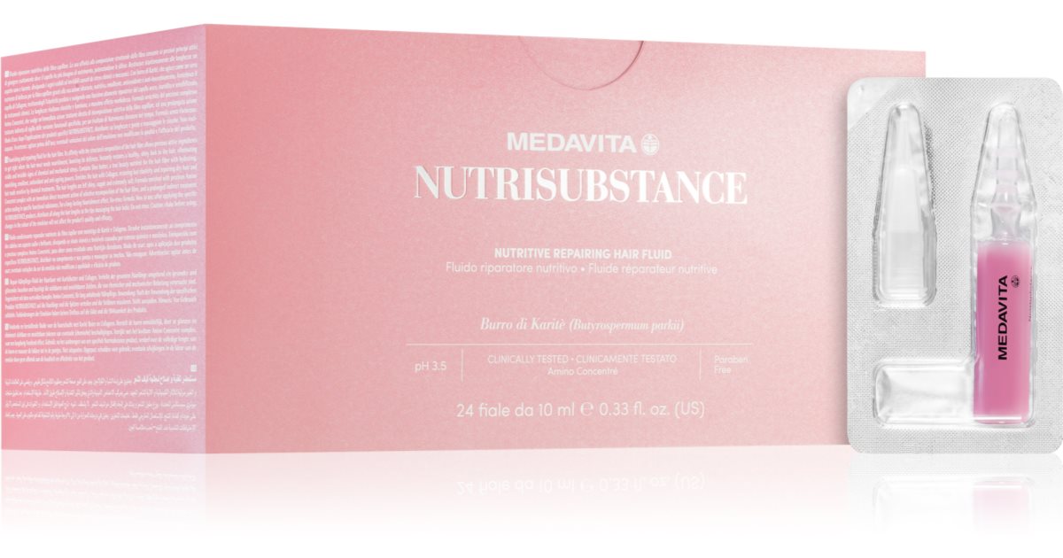 Medavita Nutrisubstance Nutritive Tratamiento fluido de nutrición profunda para reparar el cabello 24x10 ml