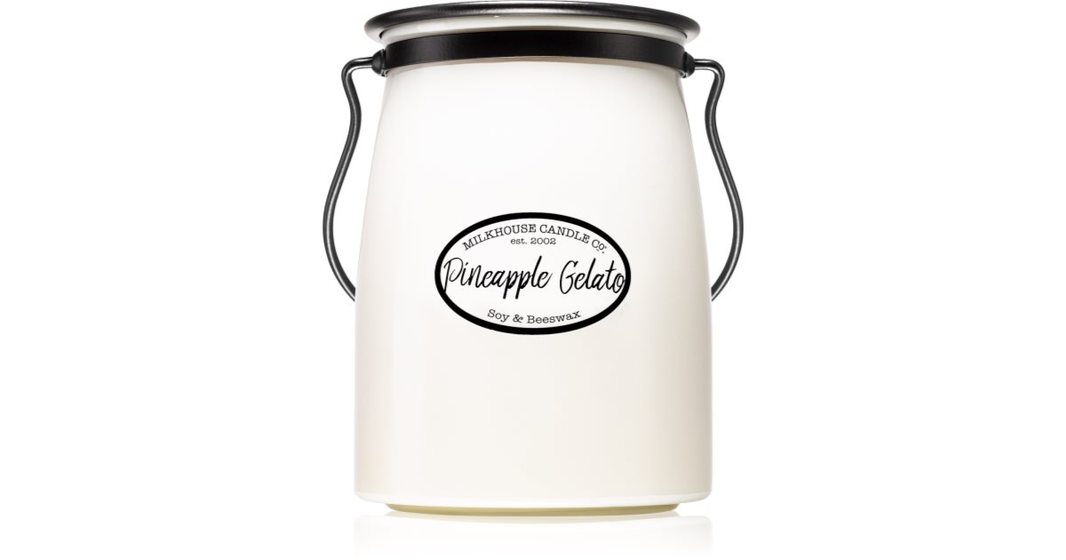 Milkhouse Candle Co. Creamery Pineapple Ice Cream Duftkerze im Butterglas, 624 g