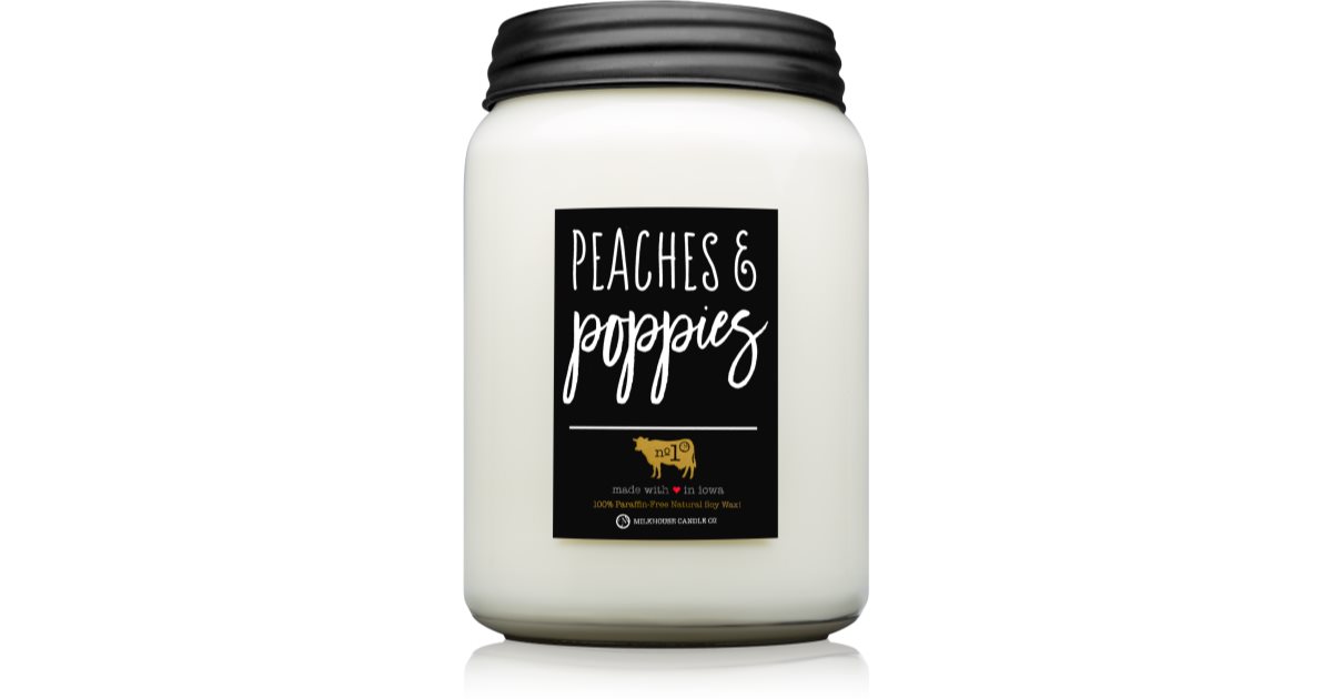 Milkhouse Candle Co. Farmhouse Peaches &amp; Poppies candela profumata Mason Jar 737 g