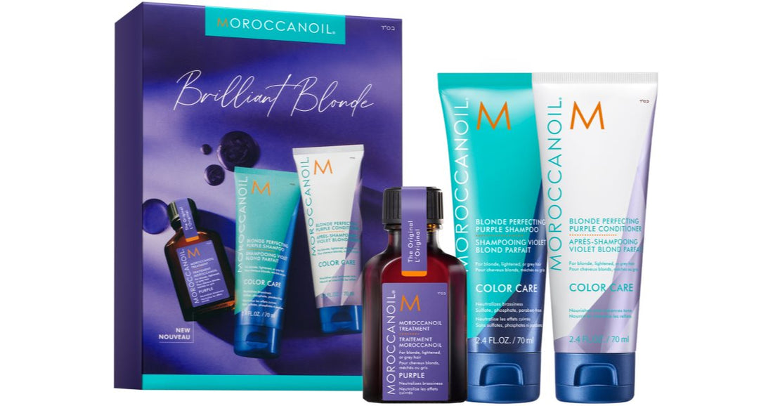 Moroccanoil Set rubio brillante (para cabello rubio) 3 piezas