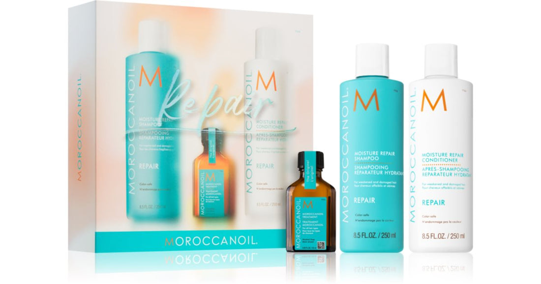 Moroccanoil مجموعة اصلاح الشعر التالف 3 قطع