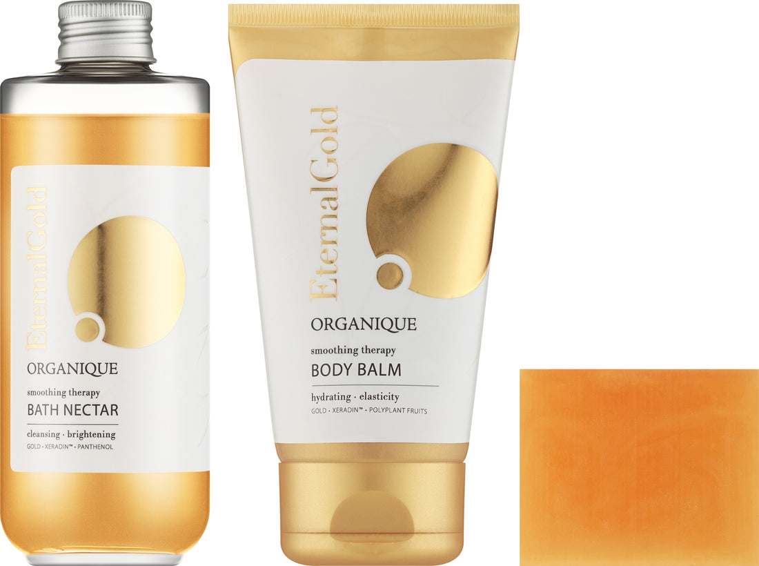 Set Organique Eternal Gold Timless Skin (b/balm/150ml + soap/100g + bath/nectar/200ml)