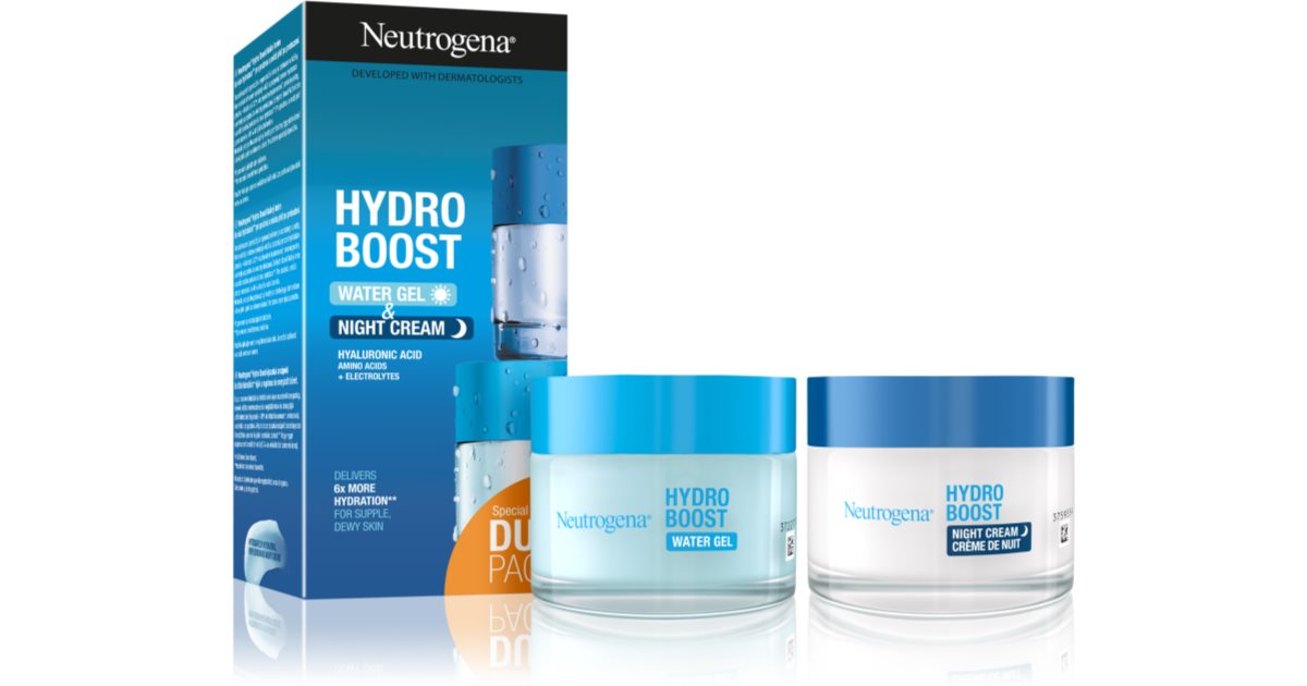 Neutrogena Hydro Boost® DUO gavepakke (til ansiktet) for kvinner fuktighetsgivende ansiktsgel 50 ml + maschera natt fuktighetsgivende effekt 50 ml