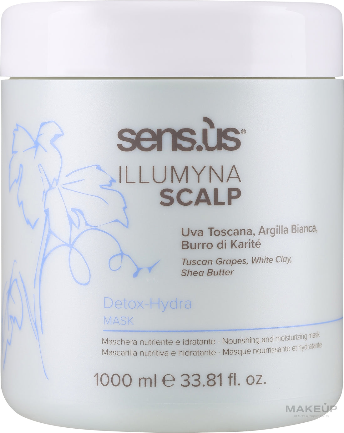 Maschera per capelli detossinante e idratante Sensus Illumyna Scalp Detox Hydra Mask 1000 ml