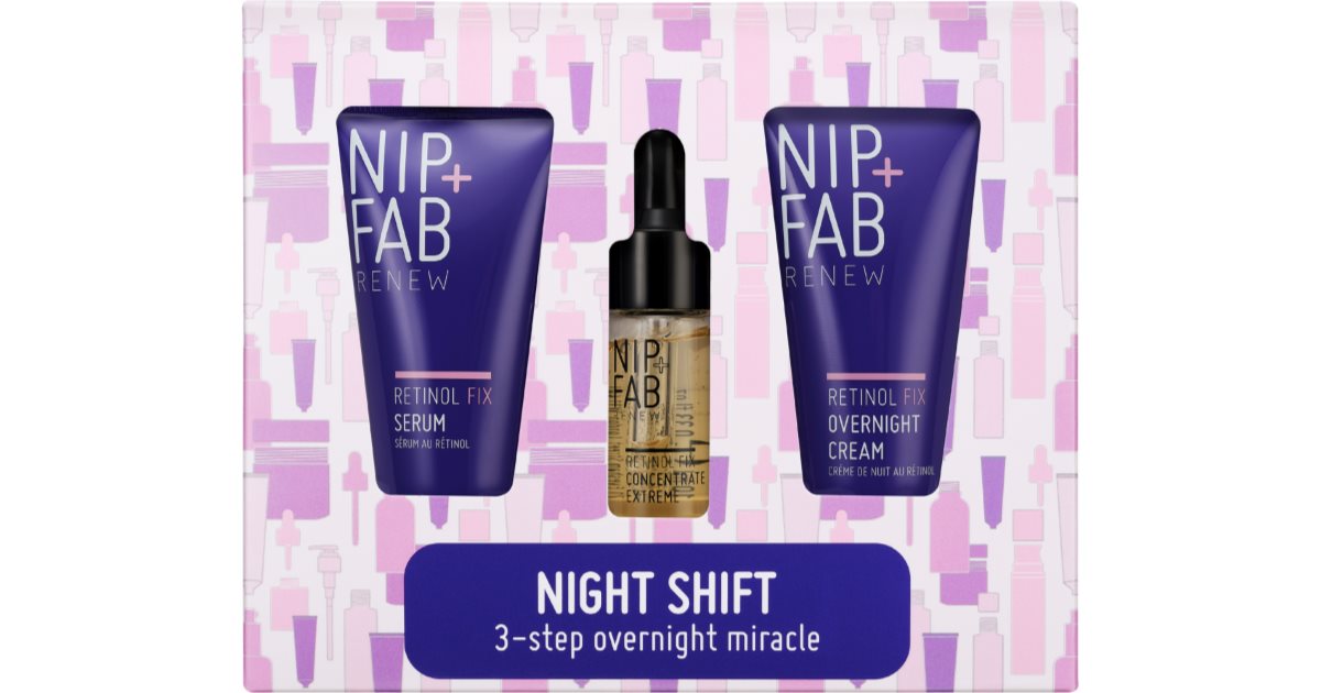 NIP+FAB סט טיפוח פנים Retinol Fix Night Shift עם רטינול 3 יח&