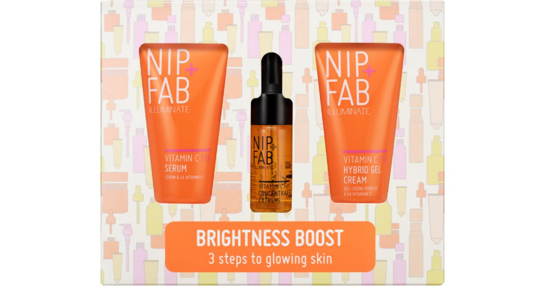 NIP+FAB Vitamin C Fix Brightness Boost kasvojenhoitosetti C-vitamiinilla 3 kpl