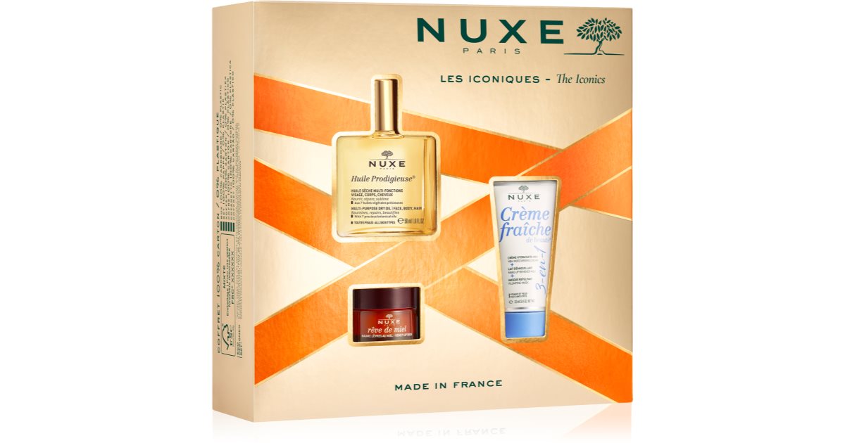 Nuxe Huile Prodigieuse The Iconics Geschenkpackung (für Gesicht und Körper) 3-tlg