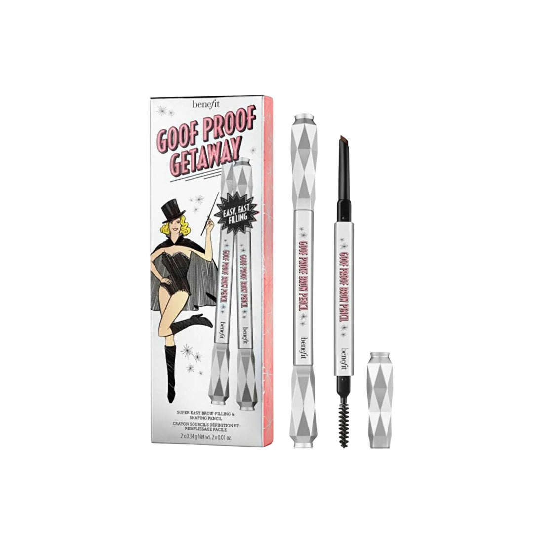 Benefit مجموعة هدايا مستحضرات تجميل الحواجب المزخرفة من Goof Proof Getaway Duo Shade 03