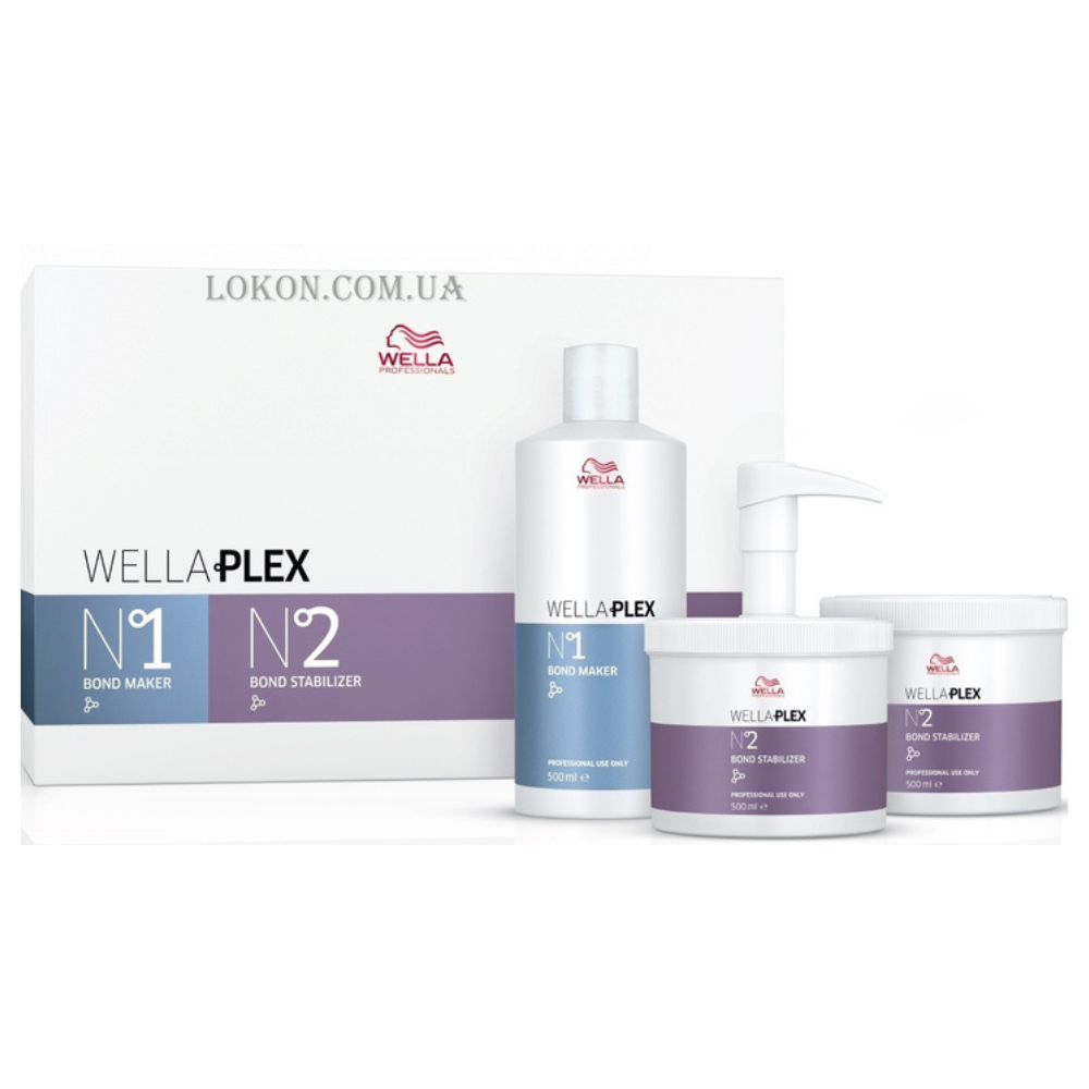 ヘアケアセット Wella プロフェッショナル Wellaplex ヘア プロテクション エリクサー No1 ボンド メイク 500 ml + エリクサー スタビライザー No2 ボンド スタビライザー 2 x 500 ml