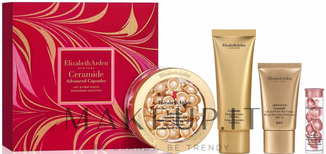 Set Elizabeth Arden Lift &amp; Firm Youth Restoring (caps/60pc + caps/7pc + d/cr/15ml + f/cleans/50ml)