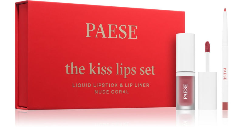 Paese Die Kiss Lips Set Nude Coral Geschenkbox