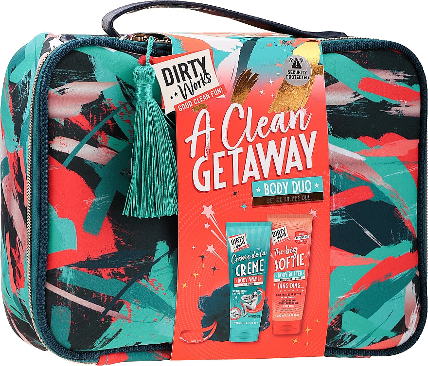 Dirty Works A Clean Getaway Body Duo — set corpo gel doccia &amp; burro idratante (shr/gel/200ml + b/butter/200ml + spugna +