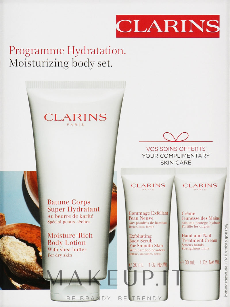 Set Clarins Moisturizing Body Set (b/lot/200ml + b/scr/30ml + h/cr/30ml)