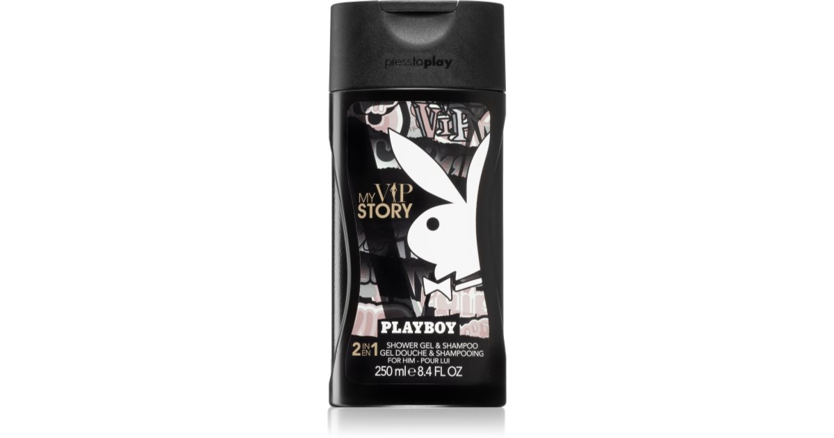 Playboy My VIP Story gel de banho e shampoo 2 em 1 para homem 250 ml